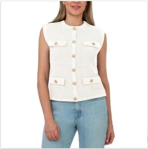 Blank NYC Cream Sleeveless Textured Blouse